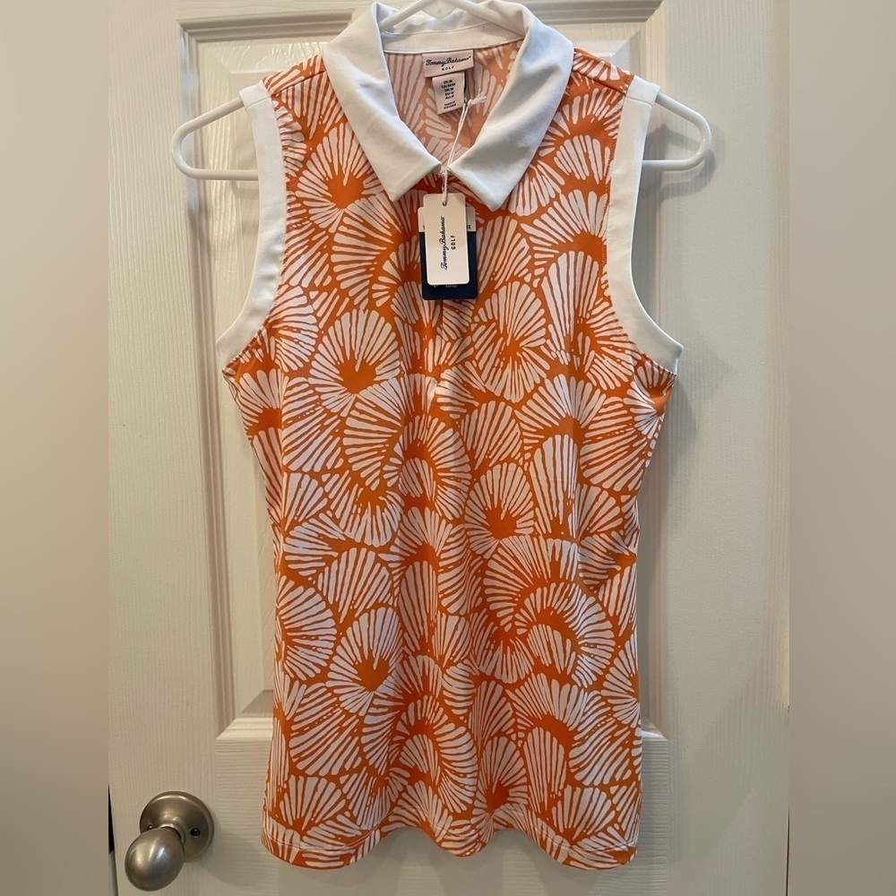 NWT Tommy Bahama Women's Golf Collared Sleeveless 1/4 Zip Floral Printed Top M‎